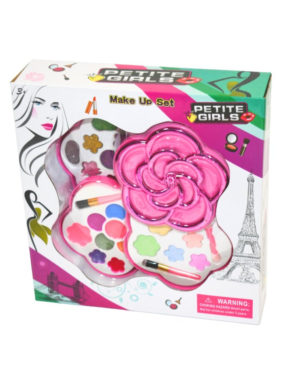 Kids Pretend Makeup Kit, Flower Cosmetic Play Set with Mirror for Dress Up - Picture 6 of 10